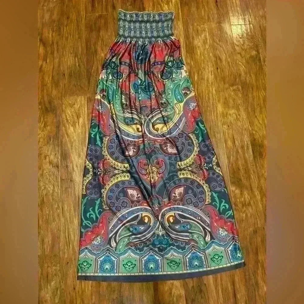 Festival Ready Halter Top Maxi Dress in a Multicolored Paisley Print